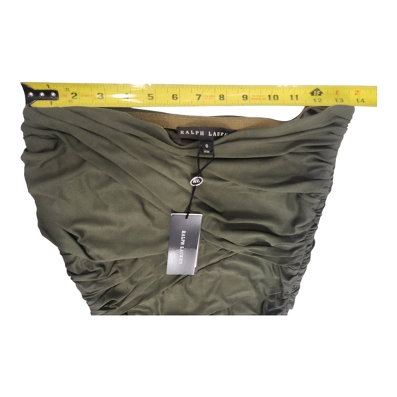 NWT Ralph Lauren Black Label Green Ruched Pencil Skirt Size 6  $855 - Picture 4 of 11